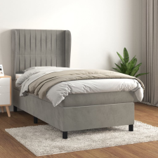 vidaXL világosszürke bársony rugós ágy matraccal 100 x 200 cm ágy és ágykellék