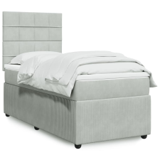 vidaXL világosszürke bársony rugós ágy matraccal 100 x 200 cm ágy és ágykellék