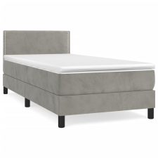 vidaXL világosszürke bársony rugós ágy matraccal 100 x 200 cm (3141227) ágy és ágykellék