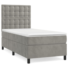vidaXL világosszürke bársony rugós ágy matraccal 100 x 200 cm (3143247) ágy és ágykellék