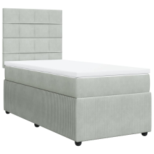 vidaXL világosszürke bársony rugós ágy matraccal 100 x 200 cm (3292262) ágy és ágykellék
