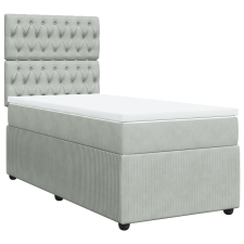 vidaXL világosszürke bársony rugós ágy matraccal 100 x 200 cm (3292268) ágy és ágykellék
