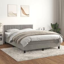 vidaXL világosszürke bársony rugós ágy matraccal 140x190 cm ágy és ágykellék