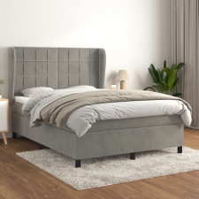 vidaXL világosszürke bársony rugós ágy matraccal 140x190 cm ágy és ágykellék