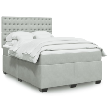 vidaXL világosszürke bársony rugós ágy matraccal 140x190 cm ágy és ágykellék