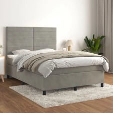 vidaXL világosszürke bársony rugós ágy matraccal 140x190 cm ágy és ágykellék