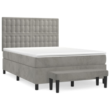 vidaXL világosszürke bársony rugós ágy matraccal 140x190 cm (3138079) ágy és ágykellék