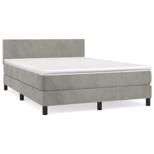 vidaXL világosszürke bársony rugós ágy matraccal 140x190 cm (3141179) ágy és ágykellék
