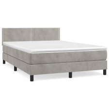 vidaXL világosszürke bársony rugós ágy matraccal 140x190 cm (3141239) ágy és ágykellék
