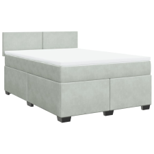 vidaXL világosszürke bársony rugós ágy matraccal 140x190 cm (3286300) ágy és ágykellék