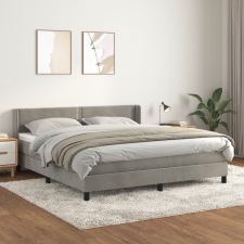 vidaXL világosszürke bársony rugós ágy matraccal 180x200 cm ágy és ágykellék