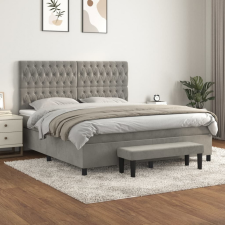 vidaXL Világosszürke bársony rugós ágy matraccal 180x200 cm ágy és ágykellék