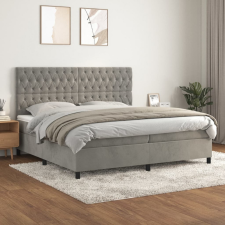 vidaXL világosszürke bársony rugós ágy matraccal 200x200 cm ágy és ágykellék