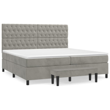 vidaXL világosszürke bársony rugós ágy matraccal 200x200 cm (3138043) ágy és ágykellék