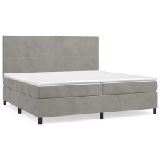 vidaXL világosszürke bársony rugós ágy matraccal 200x200 cm (3142923) ágy és ágykellék
