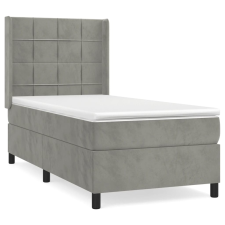 vidaXL világosszürke bársony rugós ágy matraccal 80 x 200 cm (3132645) ágy és ágykellék