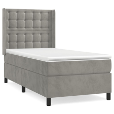 vidaXL világosszürke bársony rugós ágy matraccal 90 x 200 cm (3132897) ágy és ágykellék
