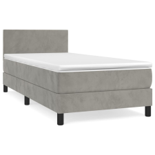 vidaXL világosszürke bársony rugós ágy matraccal 90 x 200 cm (3141161) ágy és ágykellék