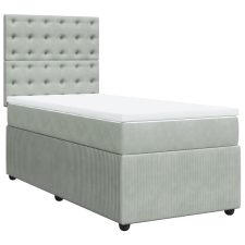 vidaXL világosszürke bársony rugós ágy matraccal 90 x 200 cm (3292250) ágy és ágykellék