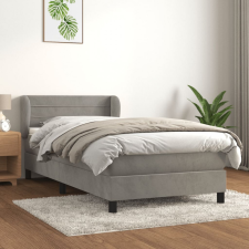 vidaXL világosszürke bársony rugós ágy matraccal 90x190 cm ágy és ágykellék