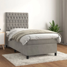 vidaXL világosszürke bársony rugós ágy matraccal 90x190 cm ágy és ágykellék