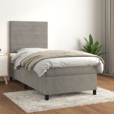 vidaXL világosszürke bársony rugós ágy matraccal 90x190 cm ágy és ágykellék