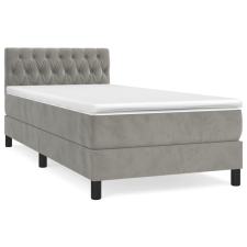 vidaXL világosszürke bársony rugós ágy matraccal 90x190 cm (3141455) ágy és ágykellék