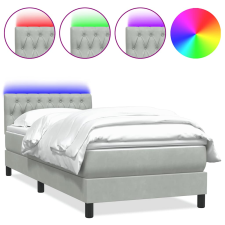 vidaXL világosszürke bársony rugós ágy matraccal 90x220 cm (3317199) ágy és ágykellék