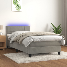 vidaXL világosszürke bársony rugós és LED-es ágy matraccal 100x200 cm ágy és ágykellék