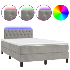 vidaXL világosszürke bársony rugós és LED-es ágy matraccal 120x190 cm ágy és ágykellék