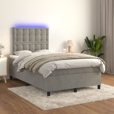 vidaXL világosszürke bársony rugós és LED-es ágy matraccal 120x200 cm ágy és ágykellék