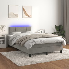 vidaXL világosszürke bársony rugós és LED-es ágy matraccal 120x200 cm ágy és ágykellék