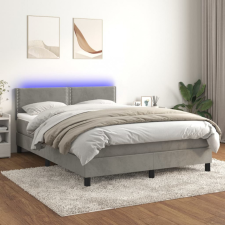 vidaXL világosszürke bársony rugós és LED-es ágy matraccal 140x200 cm ágy és ágykellék