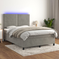 vidaXL világosszürke bársony rugós és LED-es ágy matraccal 140x200 cm ágy és ágykellék