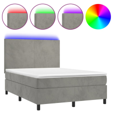 vidaXL világosszürke bársony rugós és LED-es ágy matraccal 140x200 cm (3136005) ágy és ágykellék