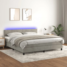 vidaXL világosszürke bársony rugós és LED-es ágy matraccal 160x200 cm ágy és ágykellék