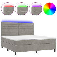 vidaXL világosszürke bársony rugós és LED-es ágy matraccal 160x200 cm (3136191) ágy és ágykellék