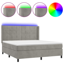 vidaXL világosszürke bársony rugós és LED-es ágy matraccal 160x200 cm (3139571) ágy és ágykellék