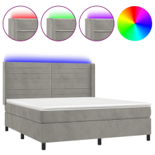 vidaXL világosszürke bársony rugós és LED-es ágy matraccal 160x200 cm  (3139631) ágy és ágykellék