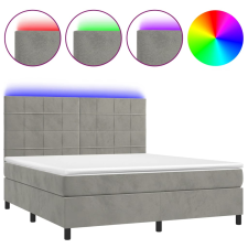 vidaXL világosszürke bársony rugós és LED-es ágy matraccal 180x200 cm (3136137) ágy és ágykellék