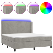 vidaXL világosszürke bársony rugós és LED-es ágy matraccal 180x200 cm (3139457) ágy és ágykellék
