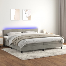 vidaXL világosszürke bársony rugós és LED-es ágy matraccal 200x200 cm ágy és ágykellék