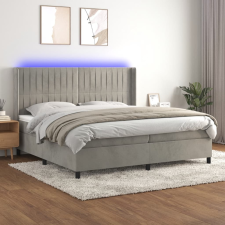 vidaXL világosszürke bársony rugós és LED-es ágy matraccal 200x200 cm ágy és ágykellék