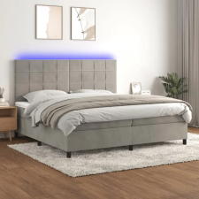 vidaXL világosszürke bársony rugós és LED-es ágy matraccal 200x200 cm ágy és ágykellék