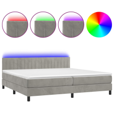vidaXL világosszürke bársony rugós és LED-es ágy matraccal 200x200 cm (3134543) ágy és ágykellék