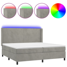 vidaXL világosszürke bársony rugós és LED-es ágy matraccal 200x200 cm (3139463) ágy és ágykellék