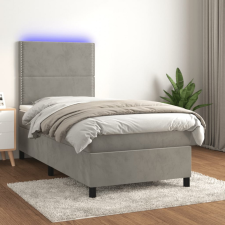 vidaXL világosszürke bársony rugós és LED-es ágy matraccal 80 x 200 cm ágy és ágykellék