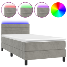 vidaXL világosszürke bársony rugós és LED-es ágy matraccal 90x190 cm (3134435) ágy és ágykellék