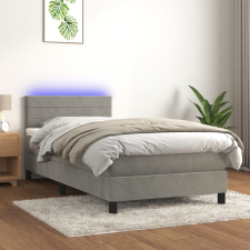 vidaXL világosszürke bársony rugós és LED-es ágy matraccal 90x200 cm ágy és ágykellék