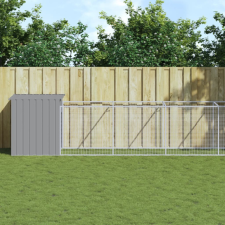 vidaXL világosszürke horganyzott acél kifutós kutyaház 110x609x110 cm szállítóbox, fekhely kutyáknak